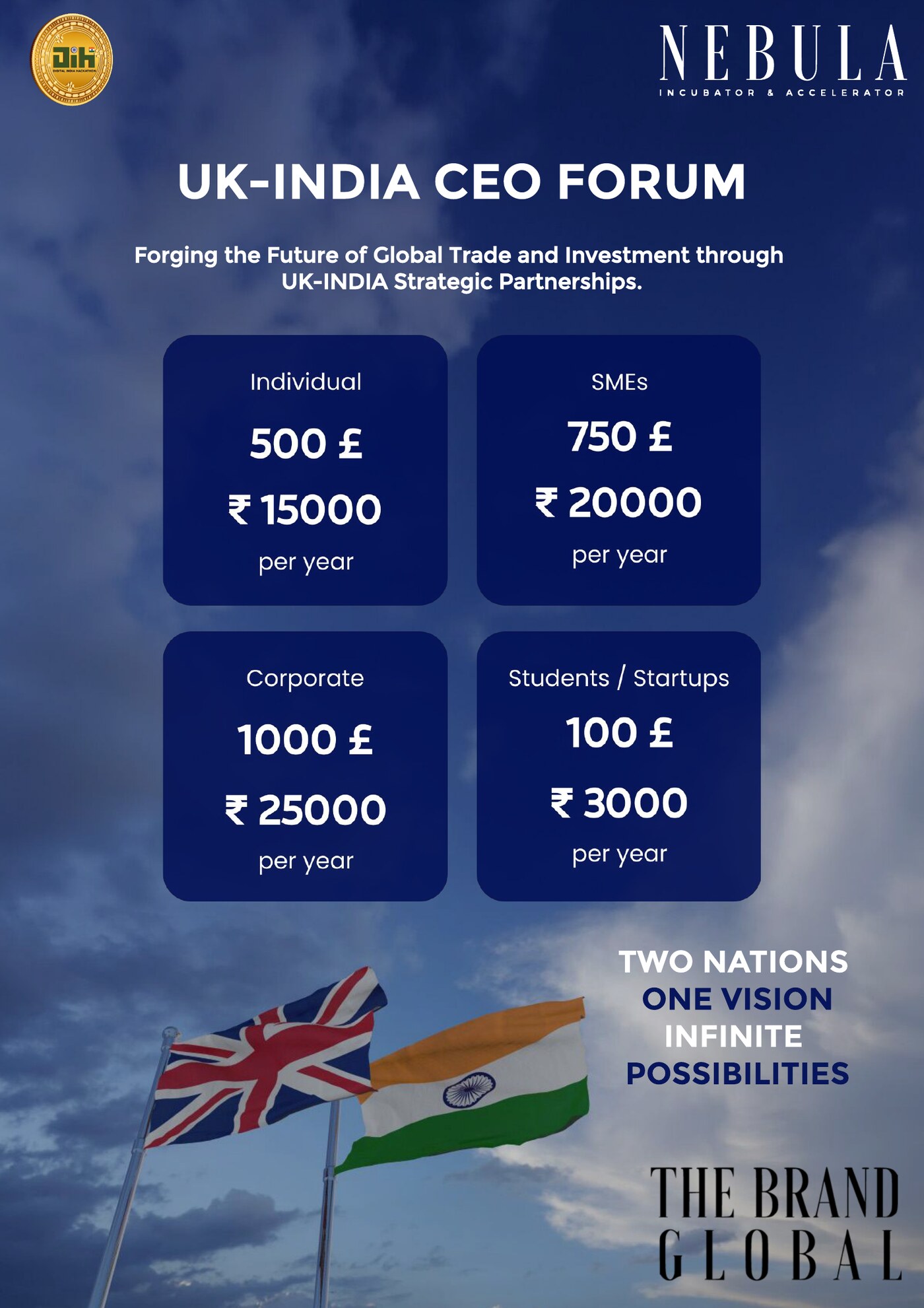 UK-India CEO Forum official event poster with membership pricing